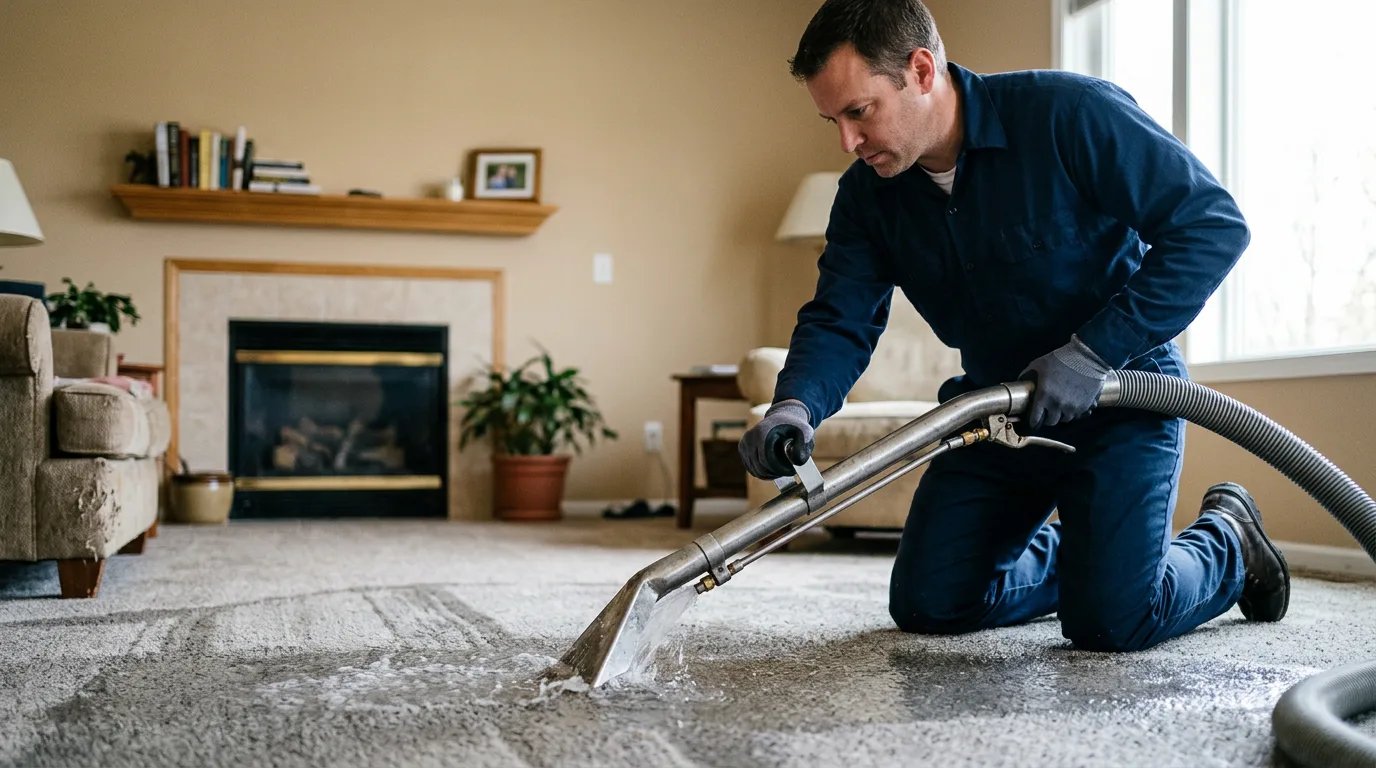 Water damage restoration technician working near Alum Bridge, WV